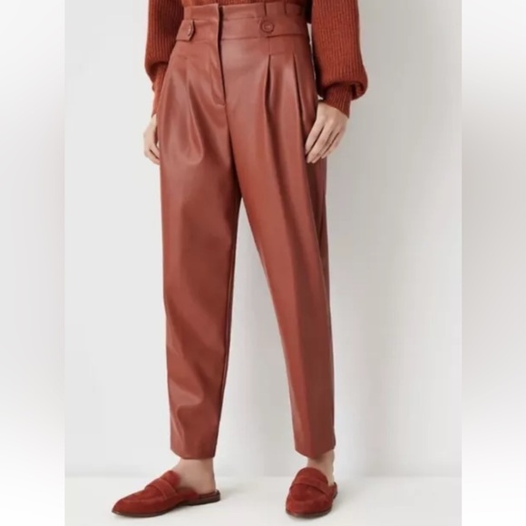 Ann Taylor Faux Leather Paper Bag Pants - Picture 1 of 5